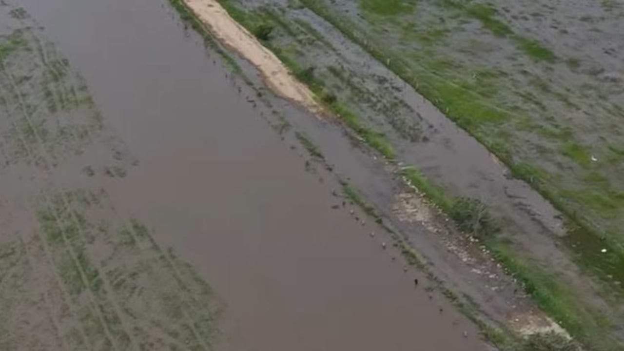 En estás fotografías tomadas este sábado las 5:30 de la tarde, se puede evidenciar cómo el agua ha cedido un poco frente a días anteriores, en el departamento departamento del Casanare, Colombia.