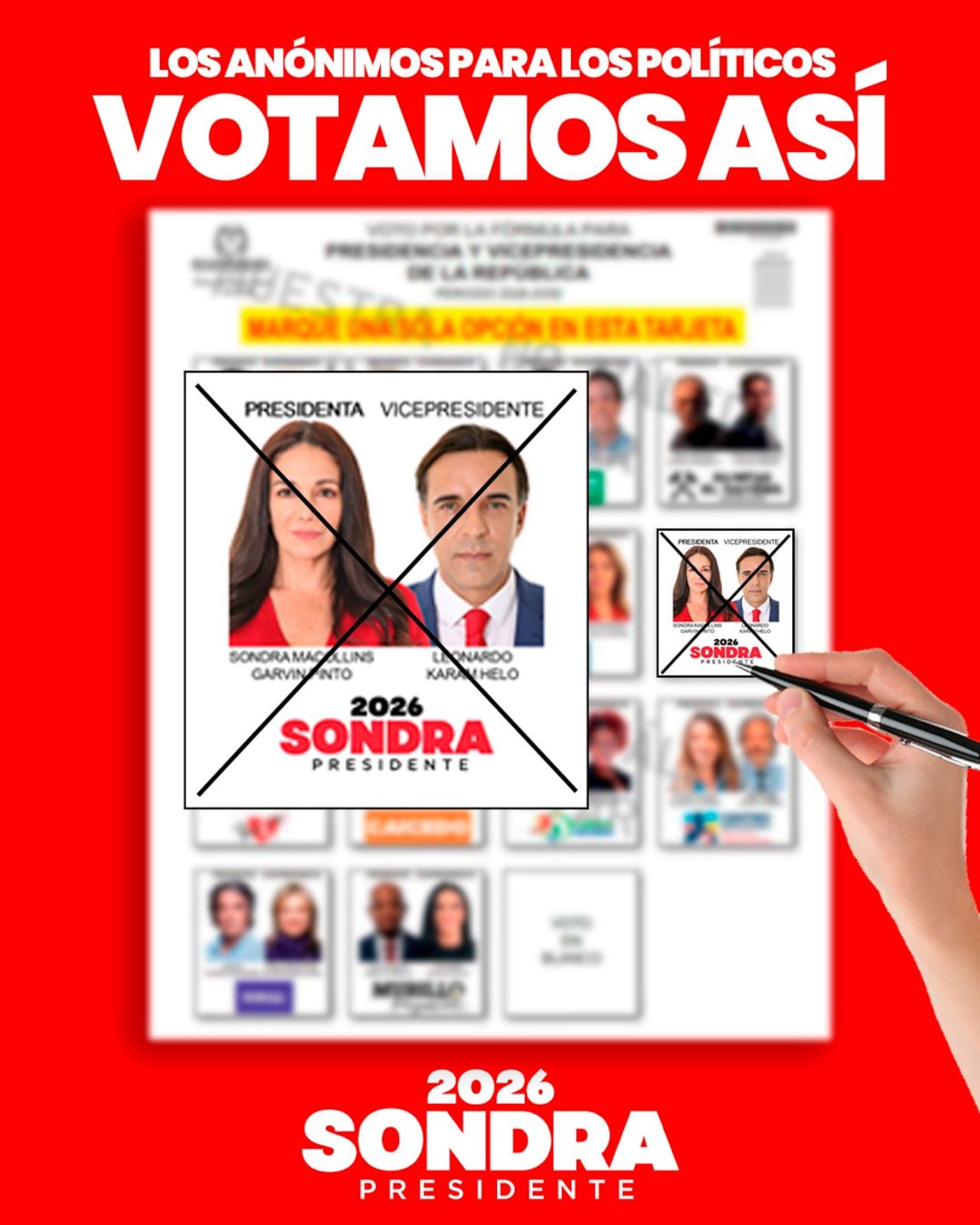 Sondra Macollins en el tarjetón.