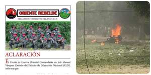 A través de un comunicado, que es materia de investigación, la guerrilla negó haber participado en atentado en Tame, Arauca.