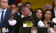 Gustavo Petro durante su último discurso como presidente