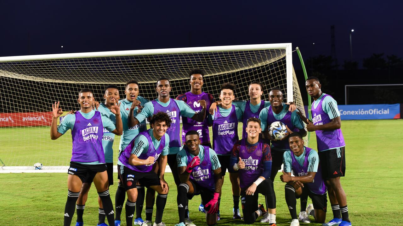 Jugadores de la Selección Colombia Sub-23 en uno de los entrenamientos en Barranquilla previo al Sudamericano.