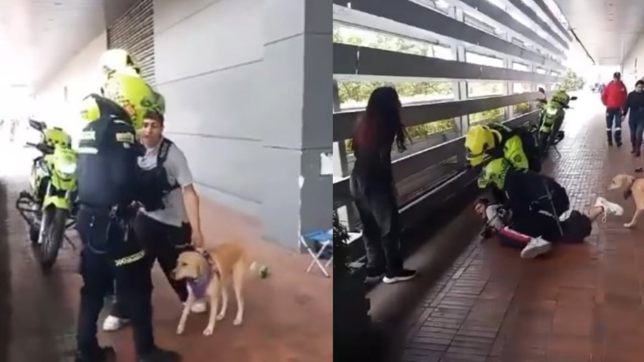 Denuncian uso desmedido de la fuerza por parte de un uniformado de la Policía Metropolitana de Bogotá.