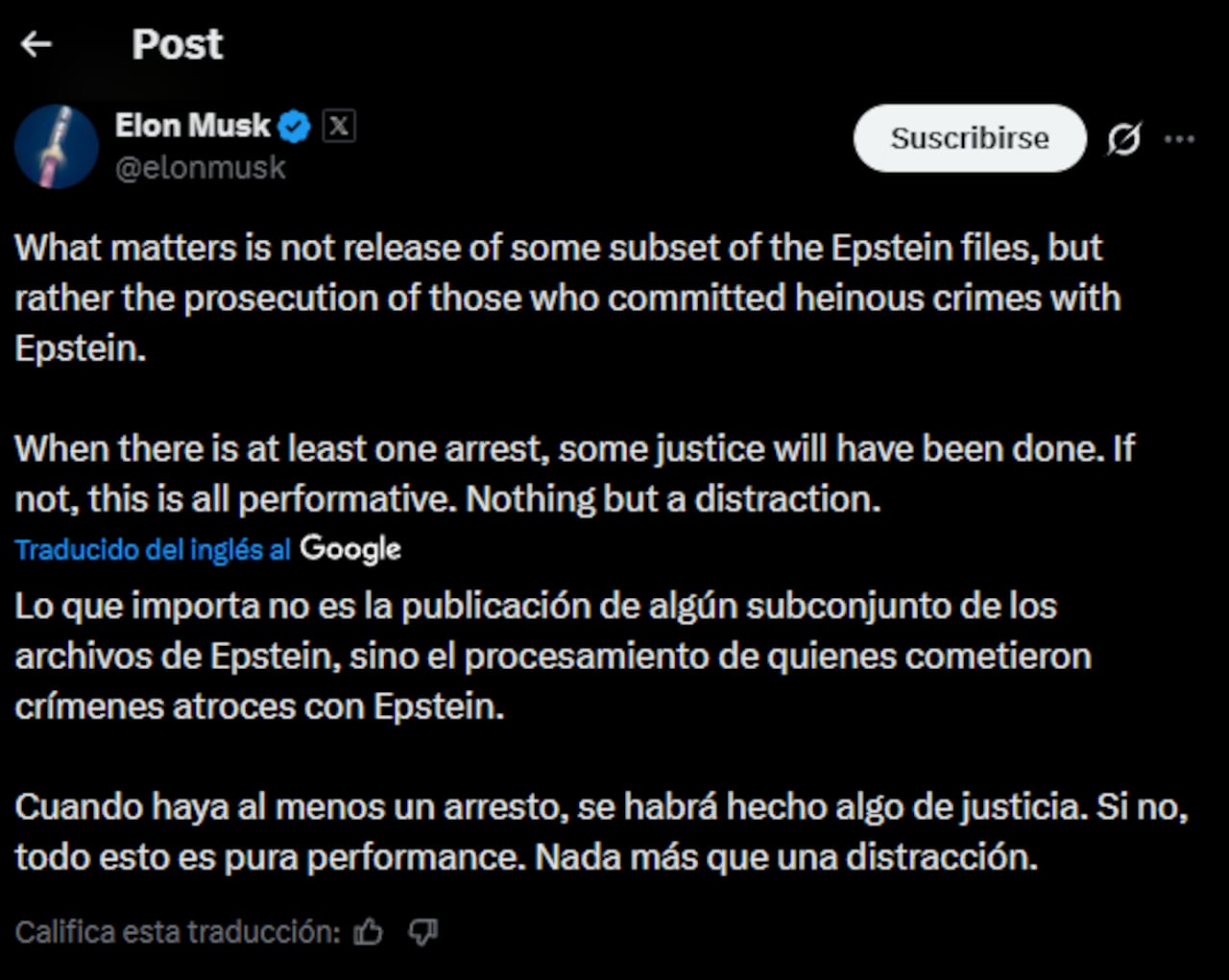 Musk respondió a través de su plataforma X.
