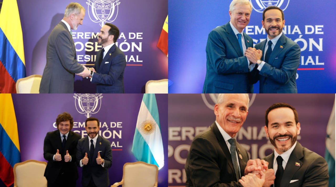 Abelardo De La Espriella con el rey de España y los presidentes de Chile, Argentina y Honduras.