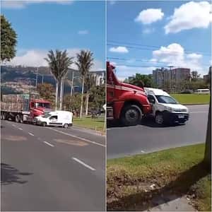 Tractomula atropelló y arrastró a camioneta en Bogotá