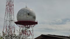Radar de la Aerocivil que fue atacado con drones en Candelaria.