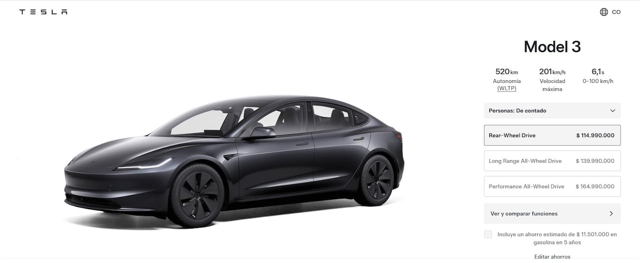 Este es el precio actual del Model 3 de Tesla.