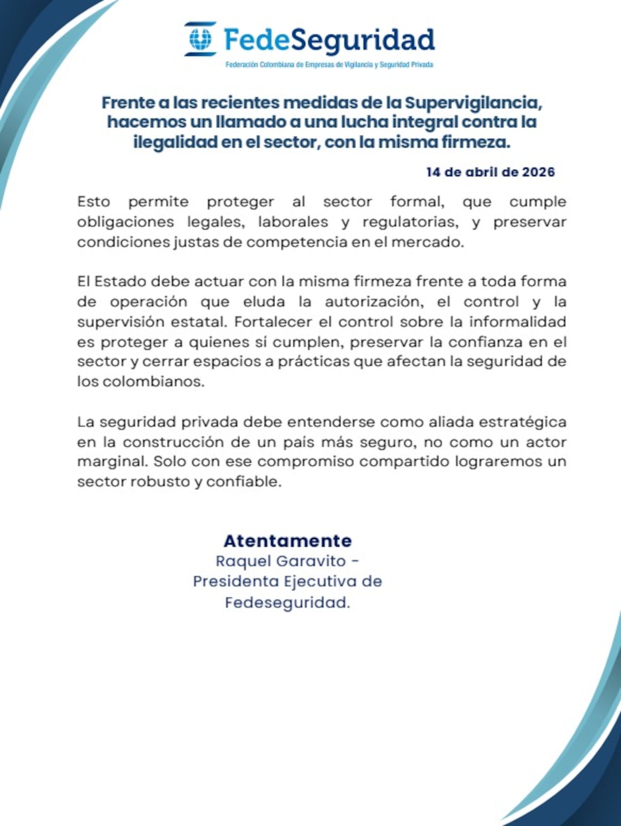 Fedeseguridad respalda sanciones a empresas de seguridad privada.