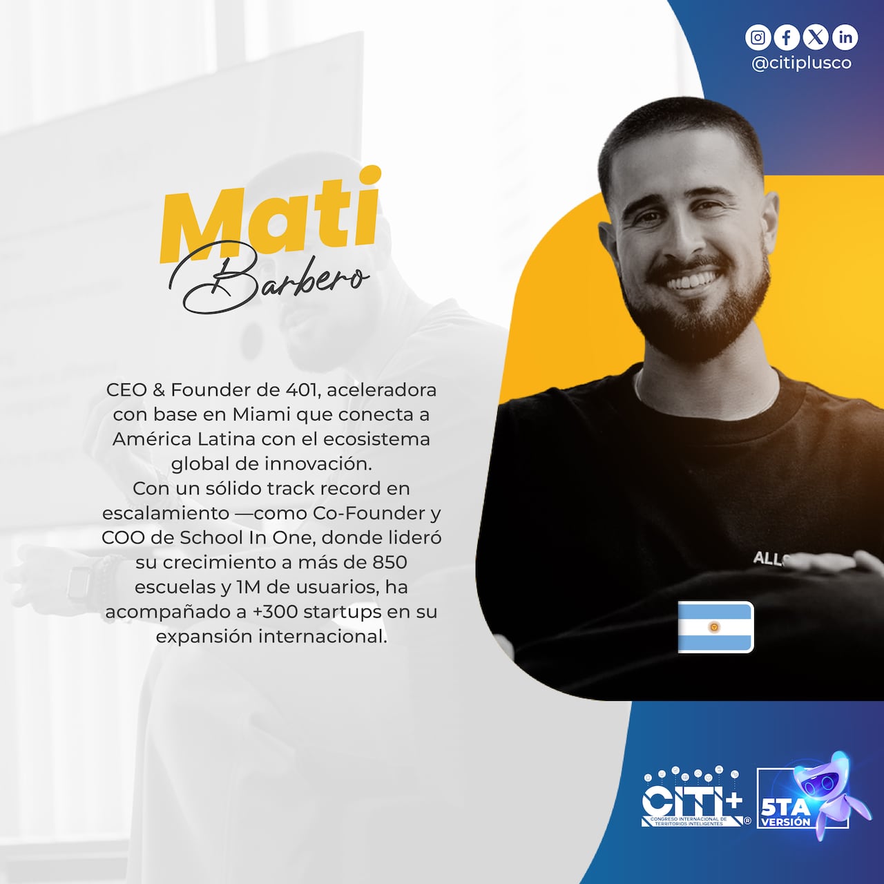 En su charla programada en el CITI+, Mati Barbero traerá un mensaje enfocado en demostrar que los emprendedores latinoamericanos pueden competir en mercados globales siempre que cuenten con las herramientas adecuadas.
