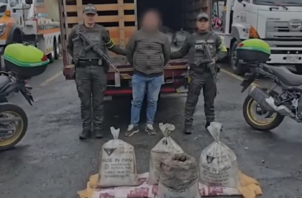 122 sacos con cerca de seis toneladas de sustancia similar al permanganato de potasio fueron hallados en el vehículo.