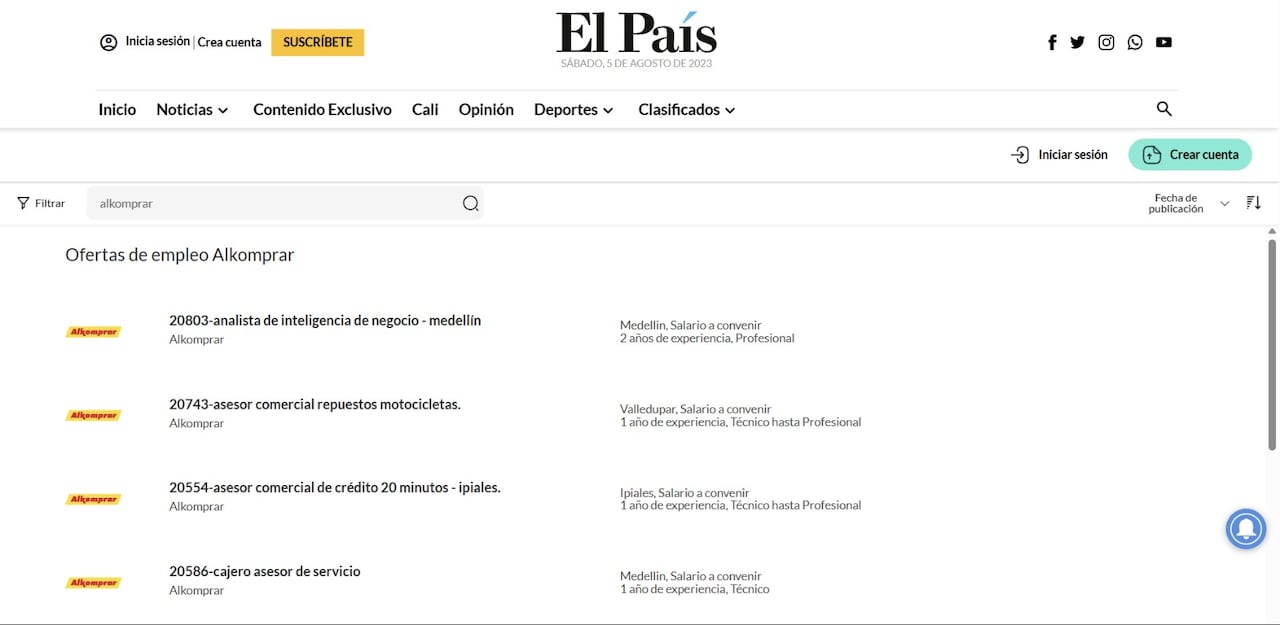 El portal de EL PAÍS/EMPLEO le ofrece muchas oportunidades para hacer parte del mercado laboral.