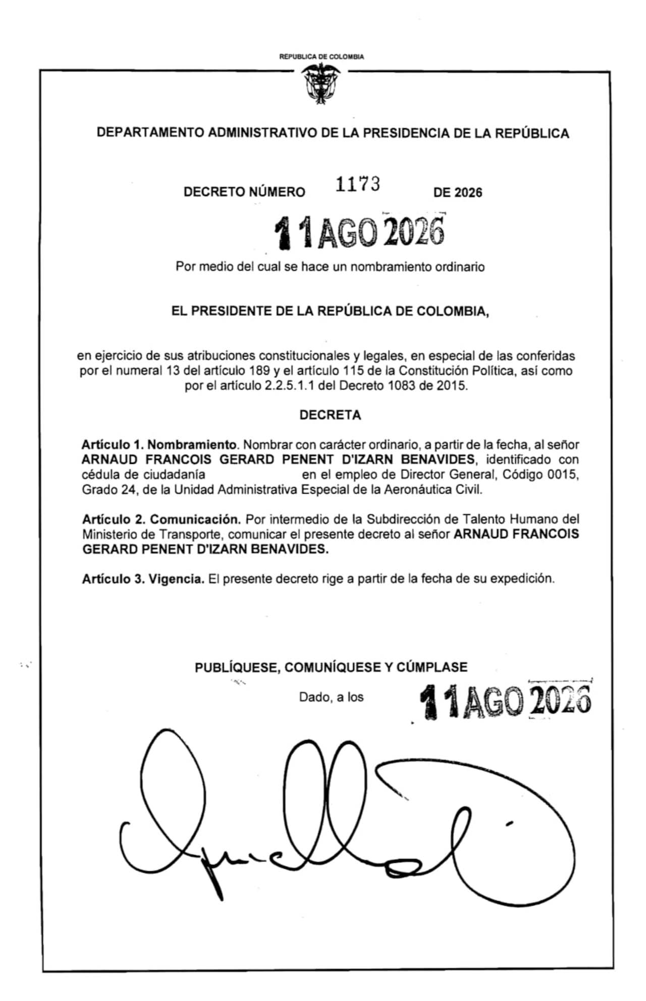 Nombramiento en el Gobierno