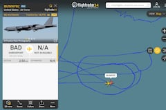 Imagen que muestra a los dos bombarderos B-52 cerca a Venezuela