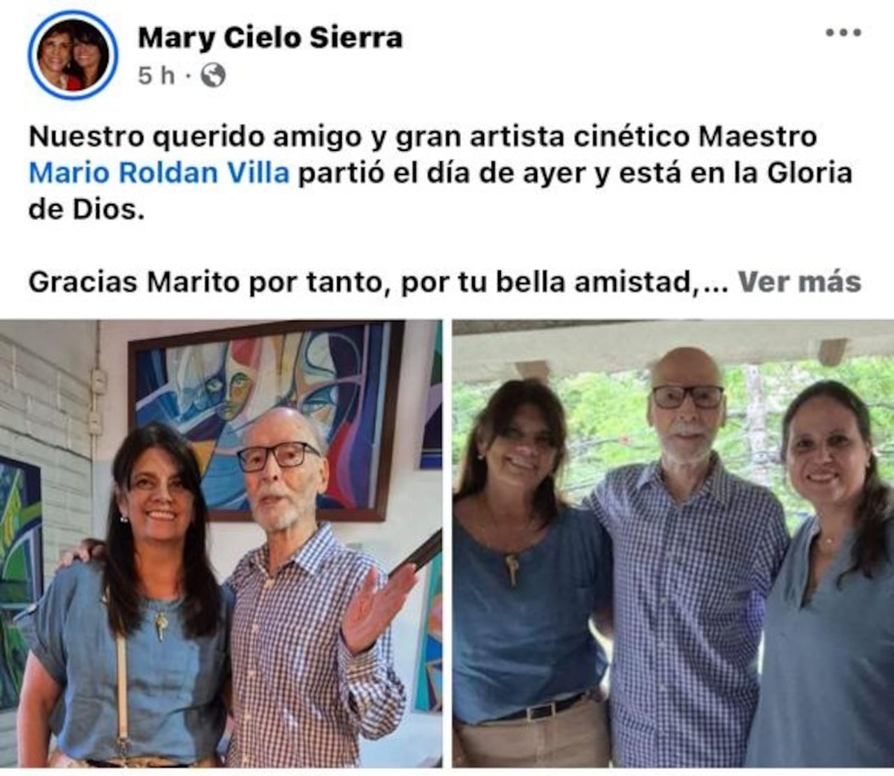 Fallecimiento del maestro Mario Roldán Villa.