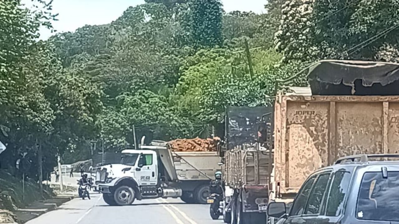 Los manifestantes atravesaron esta volqueta que movilizaba tierra para así bloquearle el paso a los conductores que se movilizaban por el sector de La Agustina de la vía Panamericana.