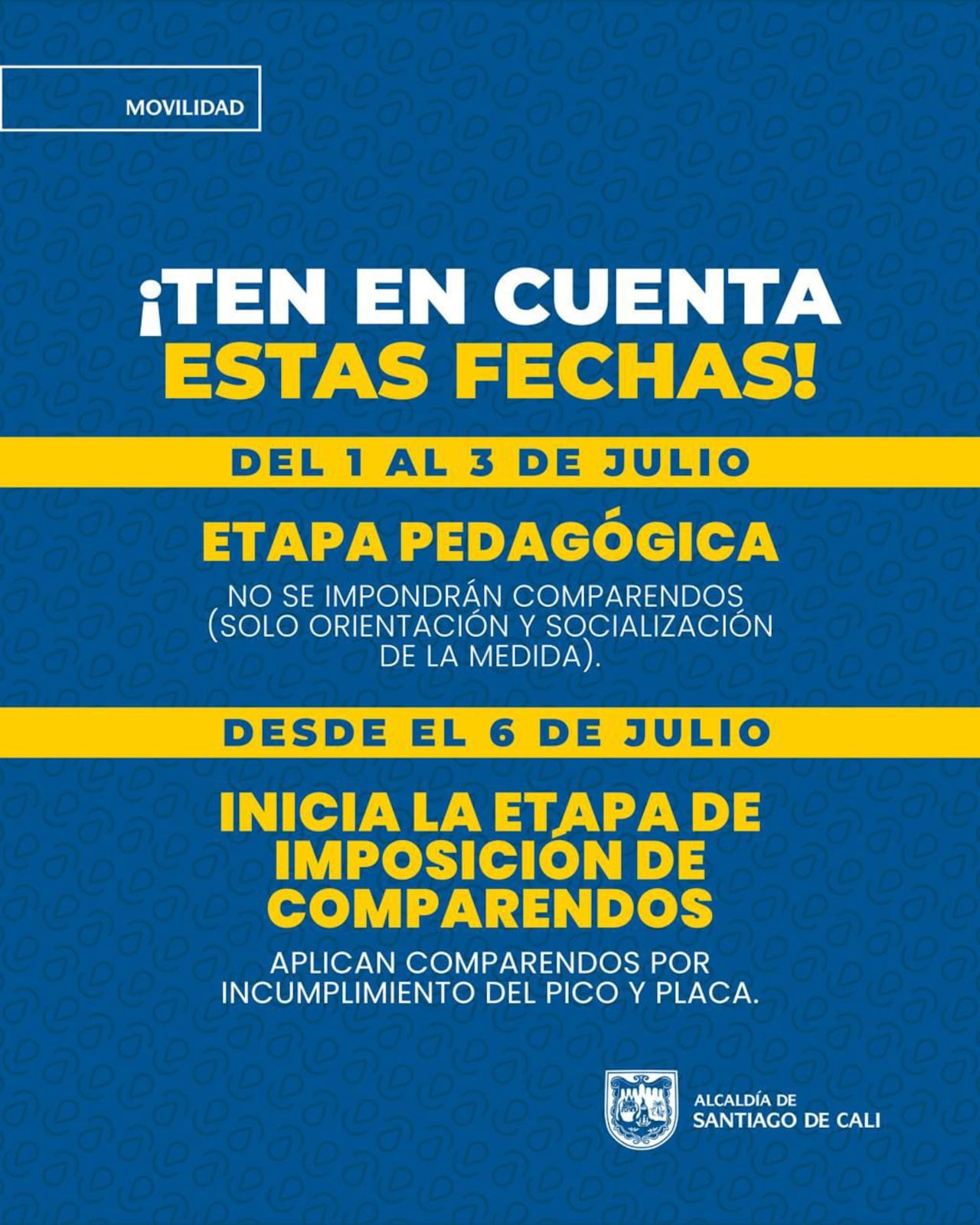 Así regirá la etapa pedagógica del pico y placa en Cali.
