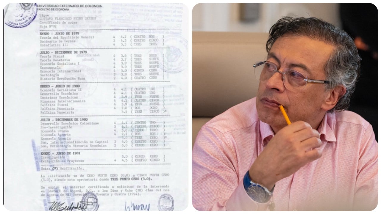 Gustavo Petro y sus calificaciones en la Universidad Externado.