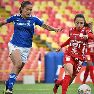Imagen del partido entre Millonarios y América de Cali por la Liga Femenina 2023.