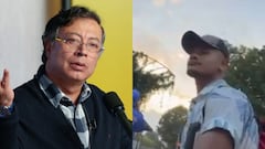Presidente Gustavo Petro e indígena que, al parecer, participa en los bloqueos de La Alpujarra.