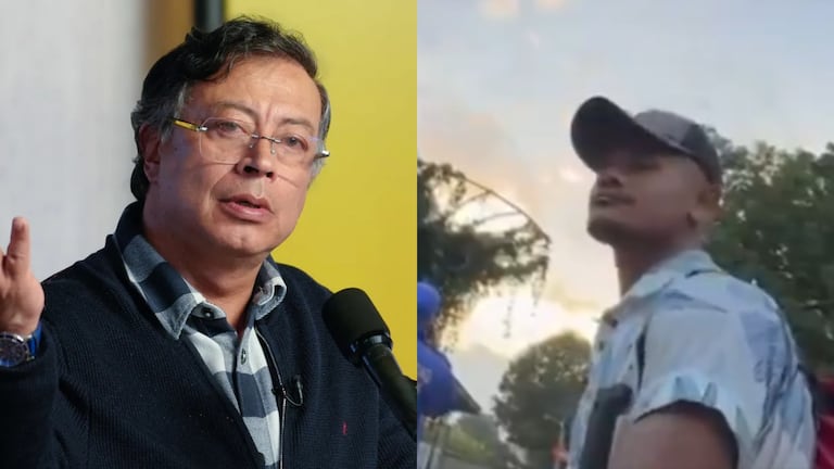 Presidente Gustavo Petro e indígena que, al parecer, participa en los bloqueos de La Alpujarra.