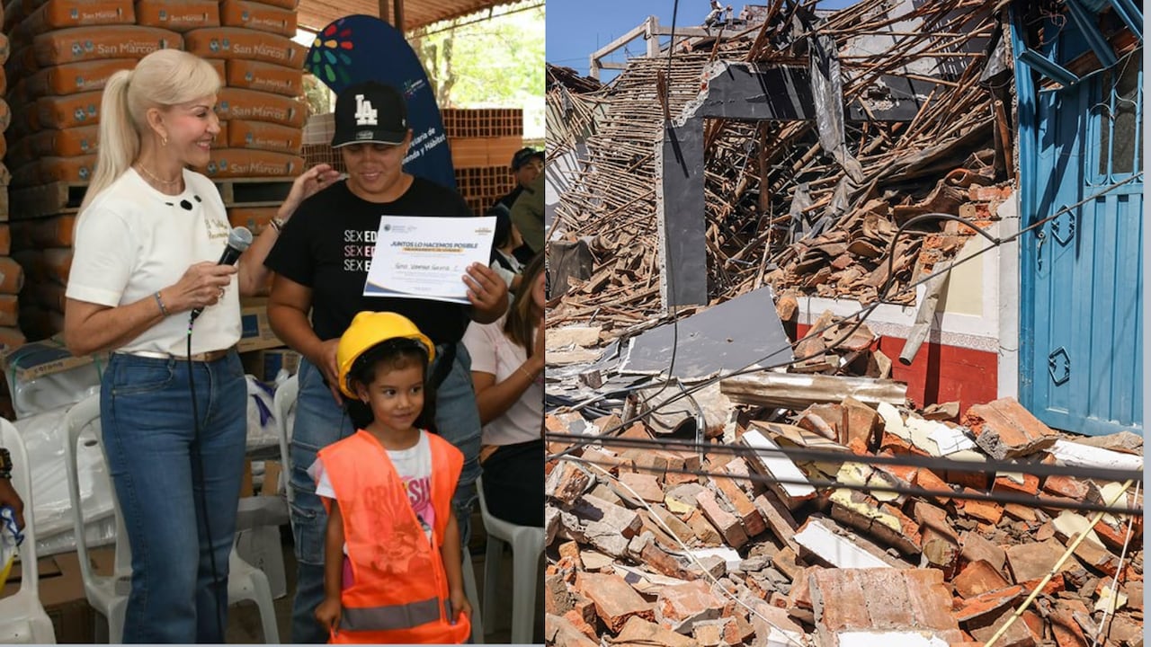 La gobernadora del Valle del Cauca, Dilian Francisca Toro, durante su visita a Roldanillo, donde las autoridades avanzan en la atención de las familias afectadas por el terremoto.