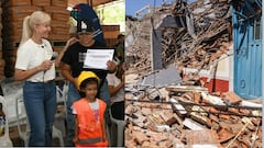 La gobernadora del Valle del Cauca, Dilian Francisca Toro, durante su visita a Roldanillo, donde las autoridades avanzan en la atención de las familias afectadas por el terremoto.