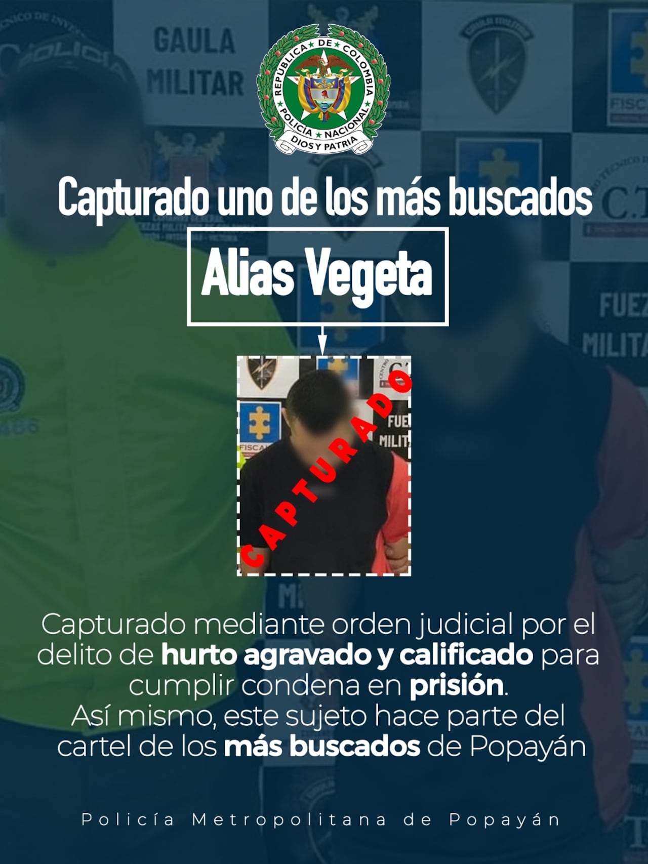 La información que aportaron varias fuentes permitieron la ubicación y captura de este sujeto, indicó la Policía.
