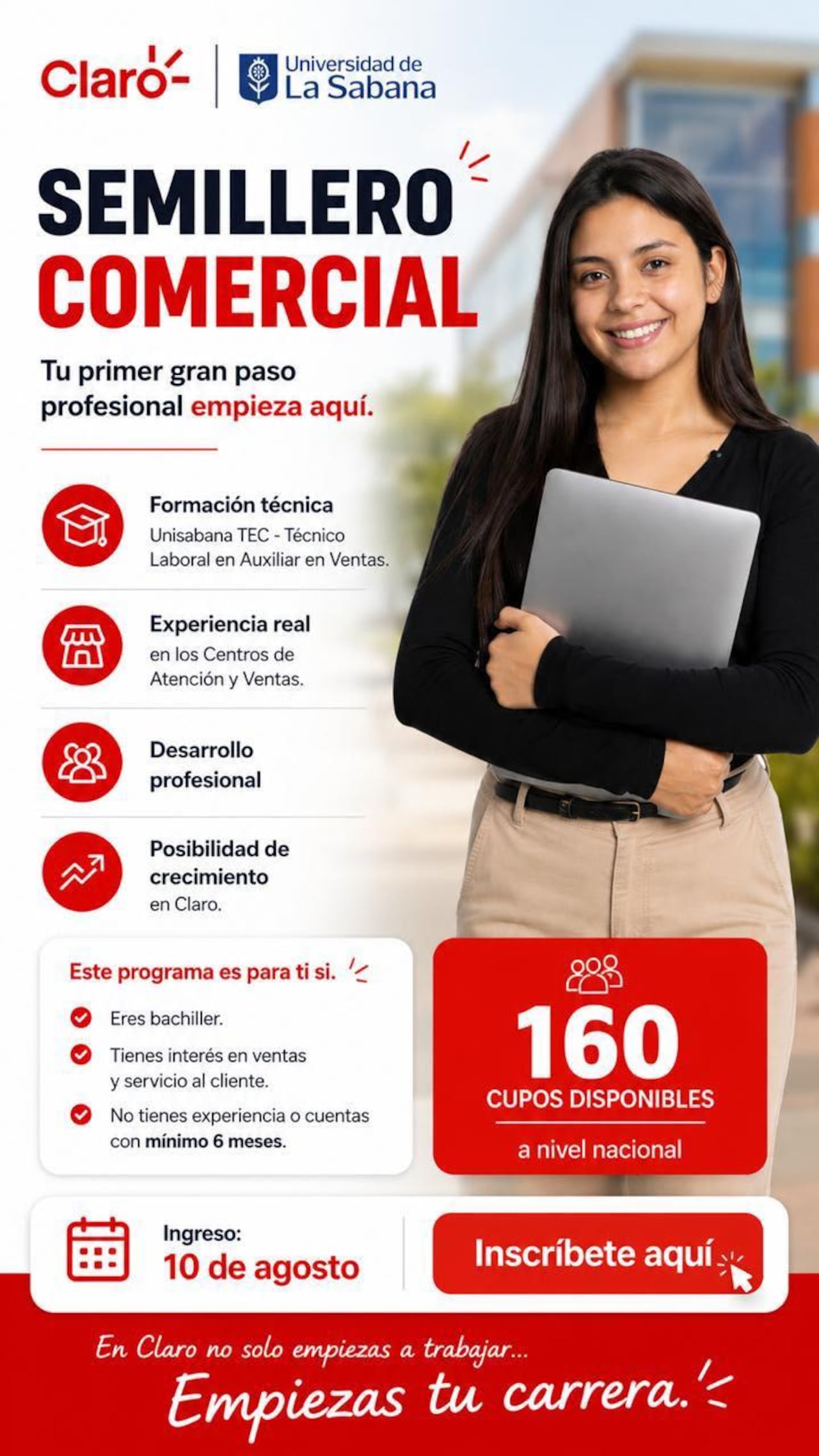 Además de la formación certificada, los participantes contarán con un contrato de aprendizaje y podrán desempeñar funciones relacionadas con atención al cliente