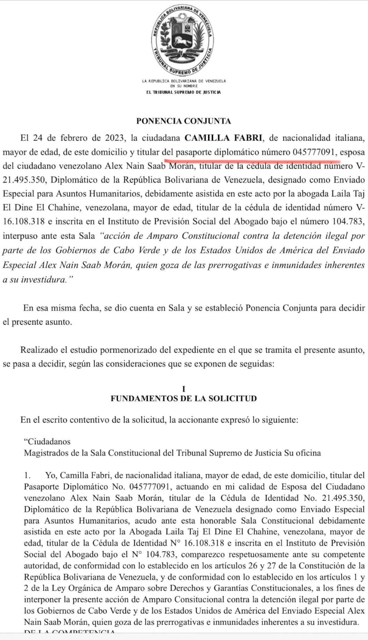 Sentencia Camilla Fabri - pasaporte