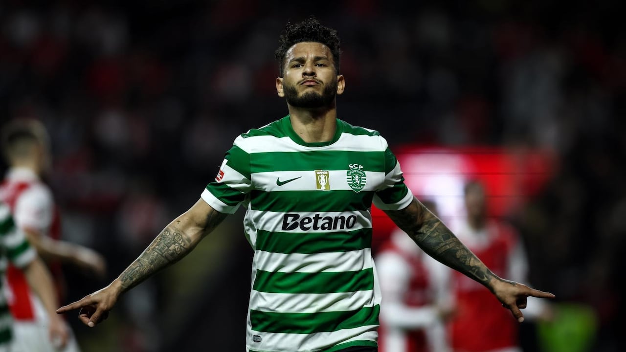 Luis Javier Suárez celebra su gol ante el Sporting Braga en la Liga de Portugal.