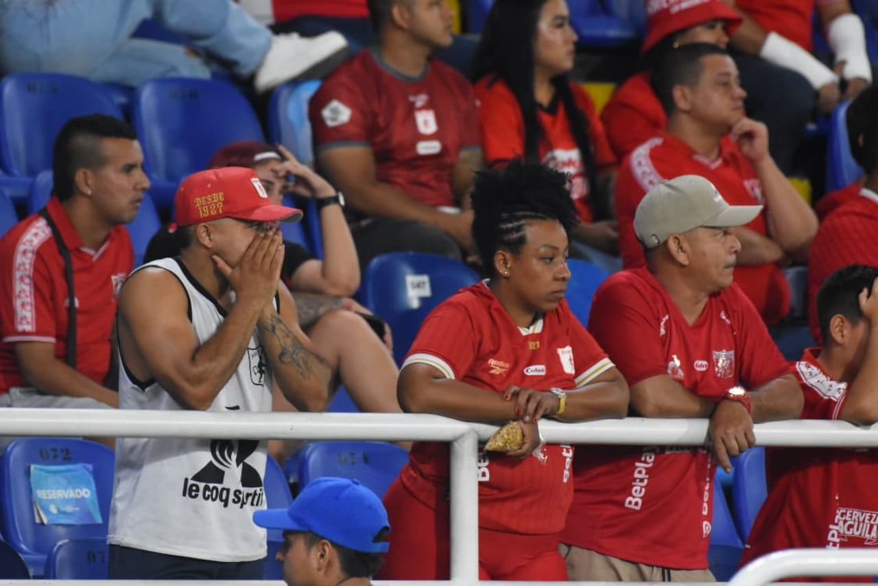 Los hinchas de América de Cali muestran su decepción ante el nivel mostrado por el equipo en la Copa Sudamericana.