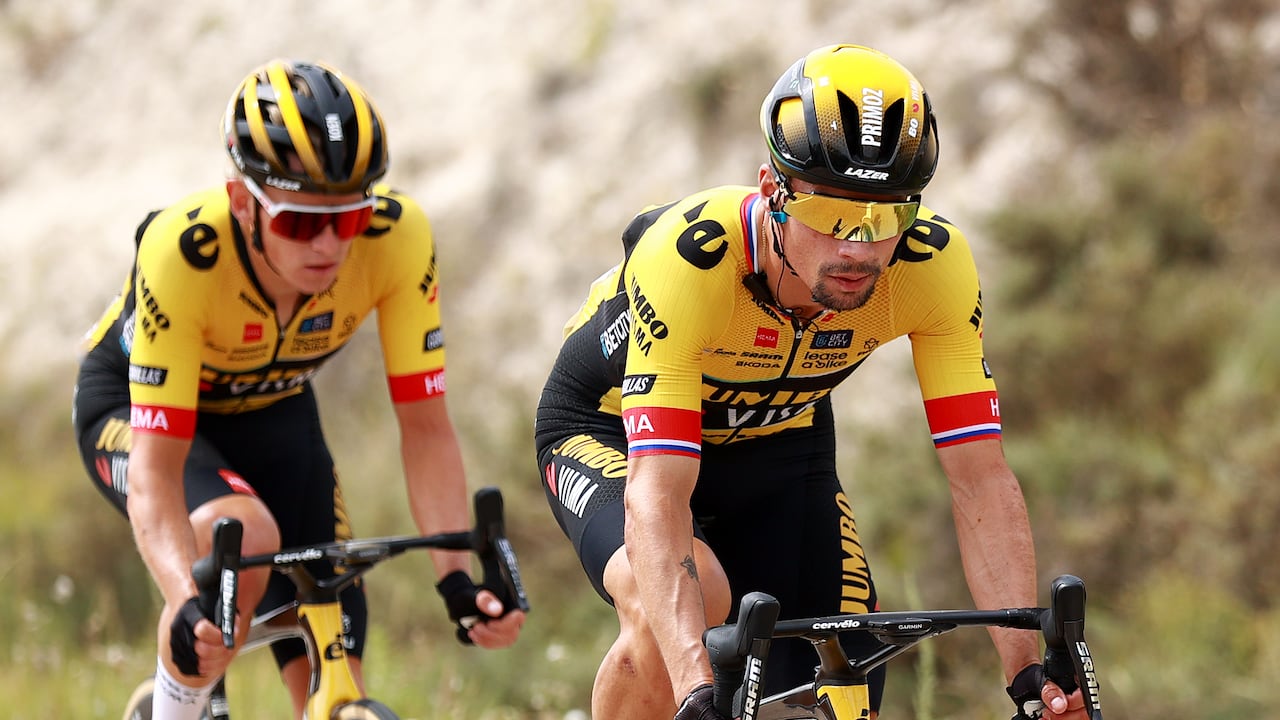 BURGOS, SPAIN - AUGUST 15: Primož Roglic of Slovenia and Team Jumbo-Visma competes during the 45th Vuelta a Burgos 2023, Stage 1 a 161km stage from Villalba de Duero to Burgos on August 15, 2023 in Burgos, Spain. (Photo by Gonzalo Arroyo Moreno/Getty Images)