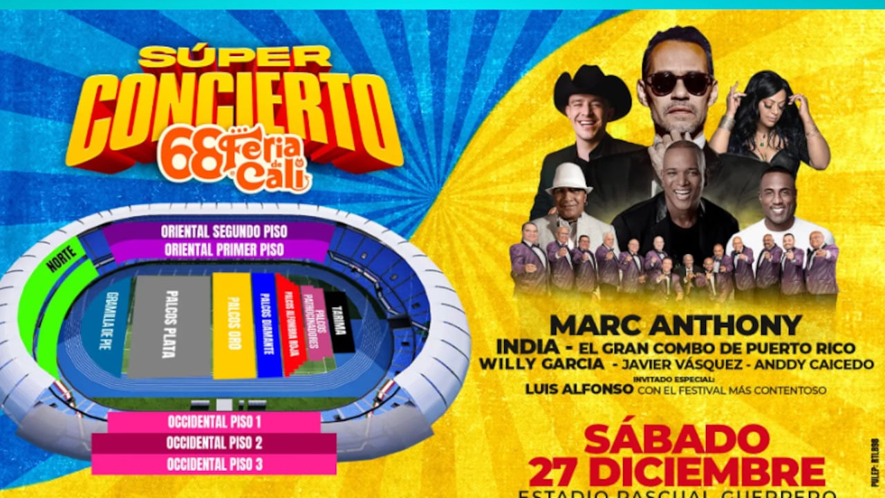 El Superconcierto de la Feria, en el Estadio Pascual Guerrero en Cali, tendrá este año a La India y Marc Anthony.