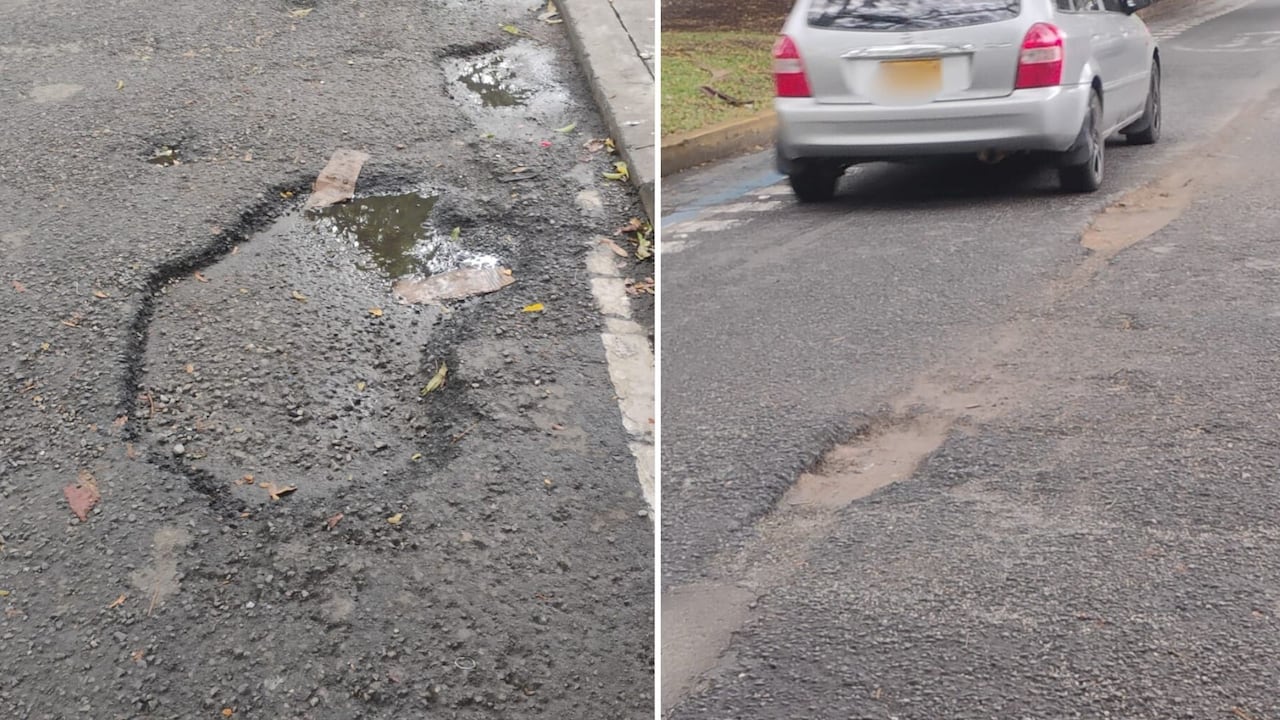 Motociclistas y automovilistas transitan con precaución por la Calle 44 con avenida Cuarta Norte, donde vecinos reportan daños profundos en la calzada.