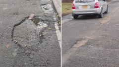 Motociclistas y automovilistas transitan con precaución por la Calle 44 con avenida Cuarta Norte, donde vecinos reportan daños profundos en la calzada.