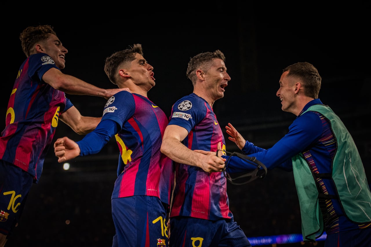 Jugadores del Barcelona celebran uno de los goles ante Newcastle.