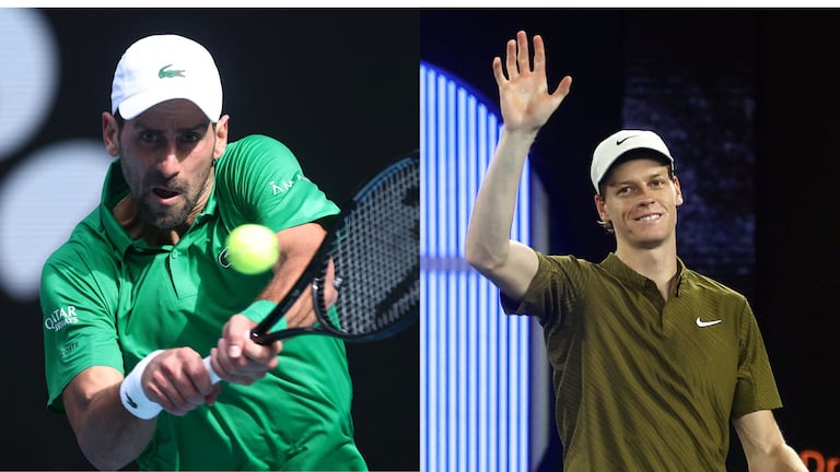 Novak Djokovic (izq.) y Jannik Sinner se enfrentarán en las semifinales del Abierto de Australia 2026.
