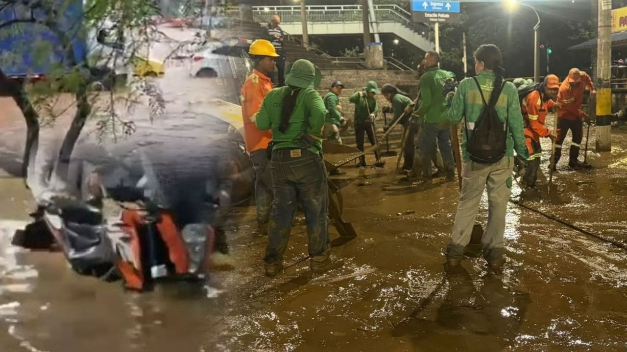 Torrencial lluvia generó inundaciones en Medellín.