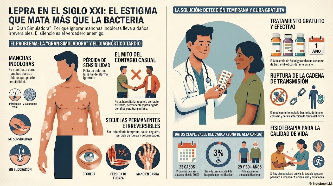 La falta de sensibilidad en las zonas afectadas por Hansen contribuye a que pequeñas lesiones
se conviertan en úlceras, con graves secuelas para la salud del paciente.