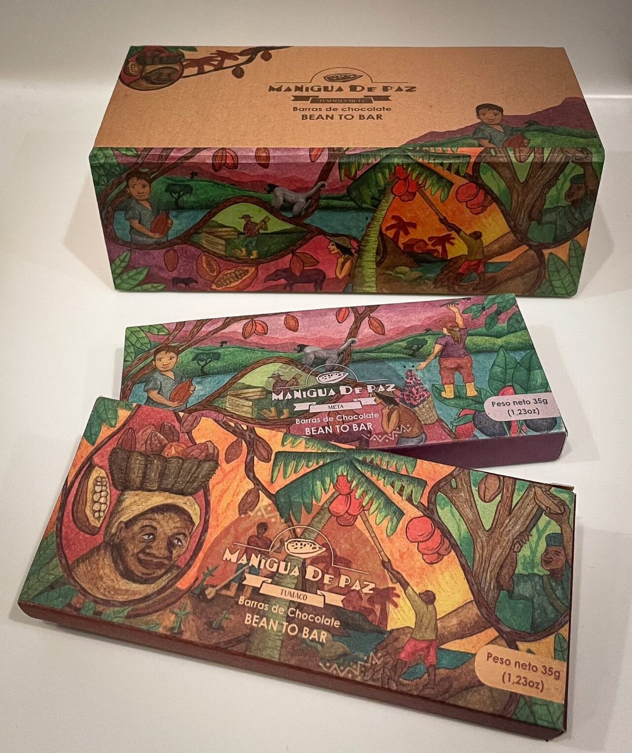 Manigua de Paz, una iniciativa de chocolate gourmet  que explora sabores tradicionales  y que es  liderado por Asdrúbal y 40 firmantes de paz.