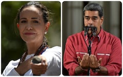 María Corina Machado, líder opositora y Nicolás Maduro, presidente de Venezuela