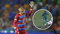 Falta sobre Kevin Mier en el partido entre Pumas y Cruz Azul