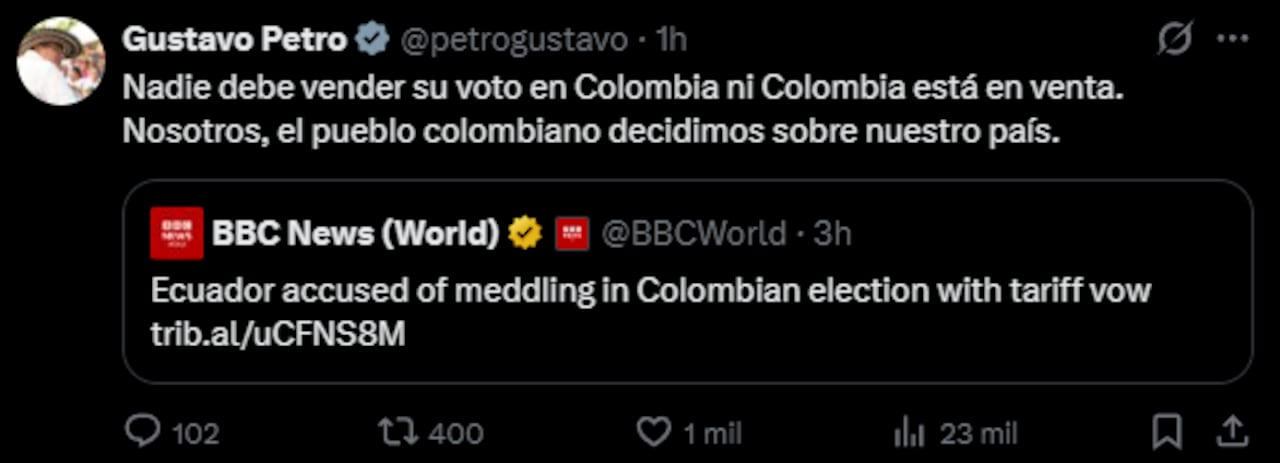 El presidente de los colombianos reforzó su postura en la red social X al publicar una advertencia tajante contra los delitos electorales.