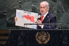 Benjamin Netanyahu habla en la Asamblea General de las Naciones Unidas en Nueva York.
