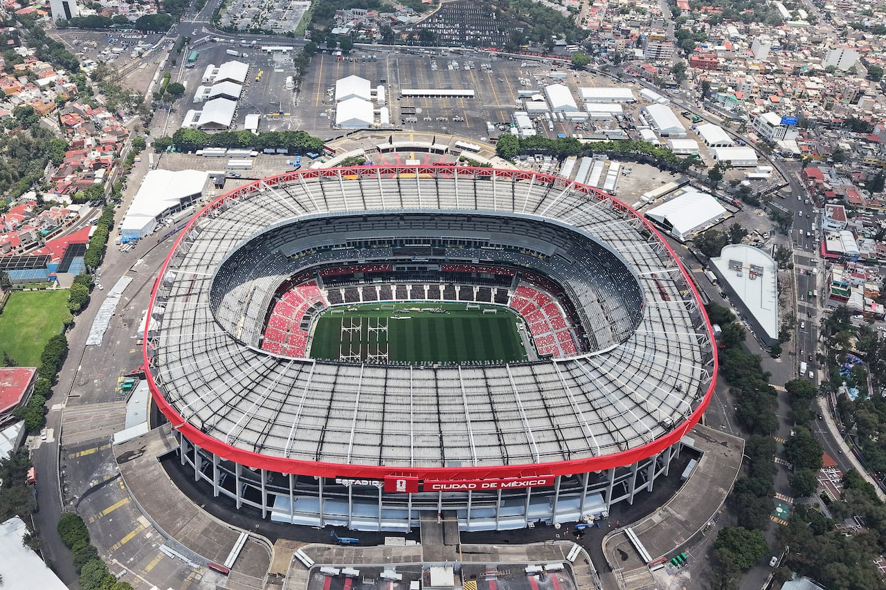 Esta vista aérea muestra el Estadio de la Ciudad de México, renombrado anteriormente como Estadio Azteca (o Estadio Banorte) para la Copa Mundial de la FIFA, en la Ciudad de México el 28 de mayo de 2026. (Foto de Carl DE SOUZA / AFP)