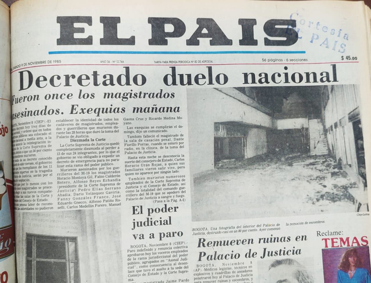 En sus páginas, El País registró el desconcierto y la incertidumbre que vivió Colombia durante los dos días de la toma.