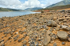El fenómeno del Niño no solo ha cambiado la intensidad de los fenómenos meteorológicos, sino que también ha cambiado los paisajes naturales, como pasa con el Lago Calima en el Valle del Cauca. En las orillas de este gran lago artificial, se nota la disminución en el nivel de sus aguas