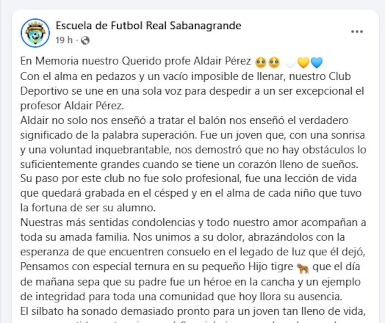 Aldair Pérez, entrenador de fútbol asesinado en Atlántico