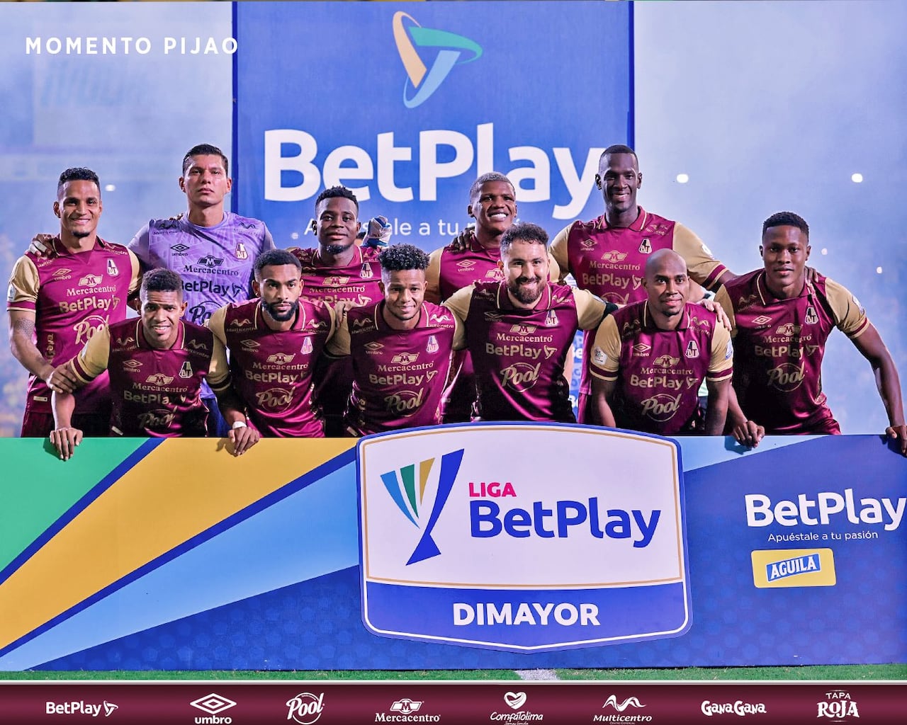 Jugadores de Deportes Tolima en la previa contra Bucaramanga.