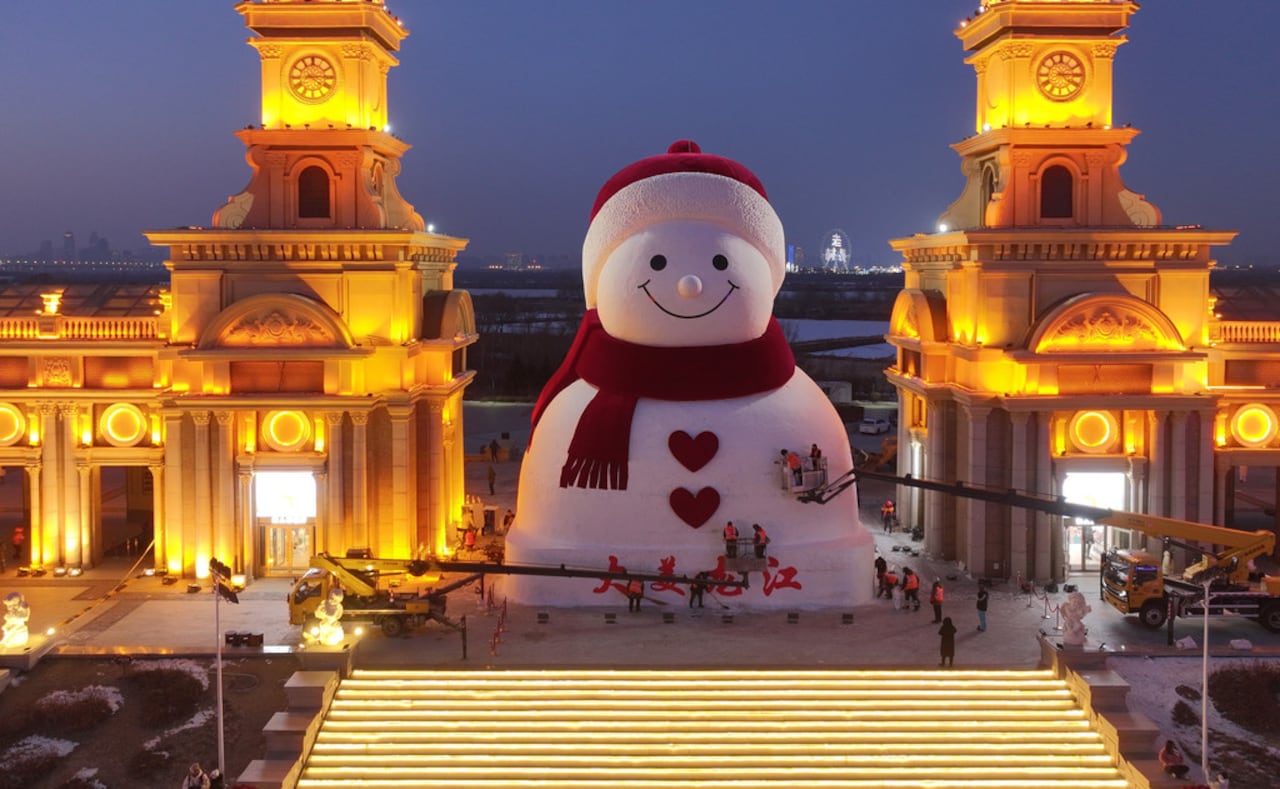 muñeco de nieve gigante viral de Harbin